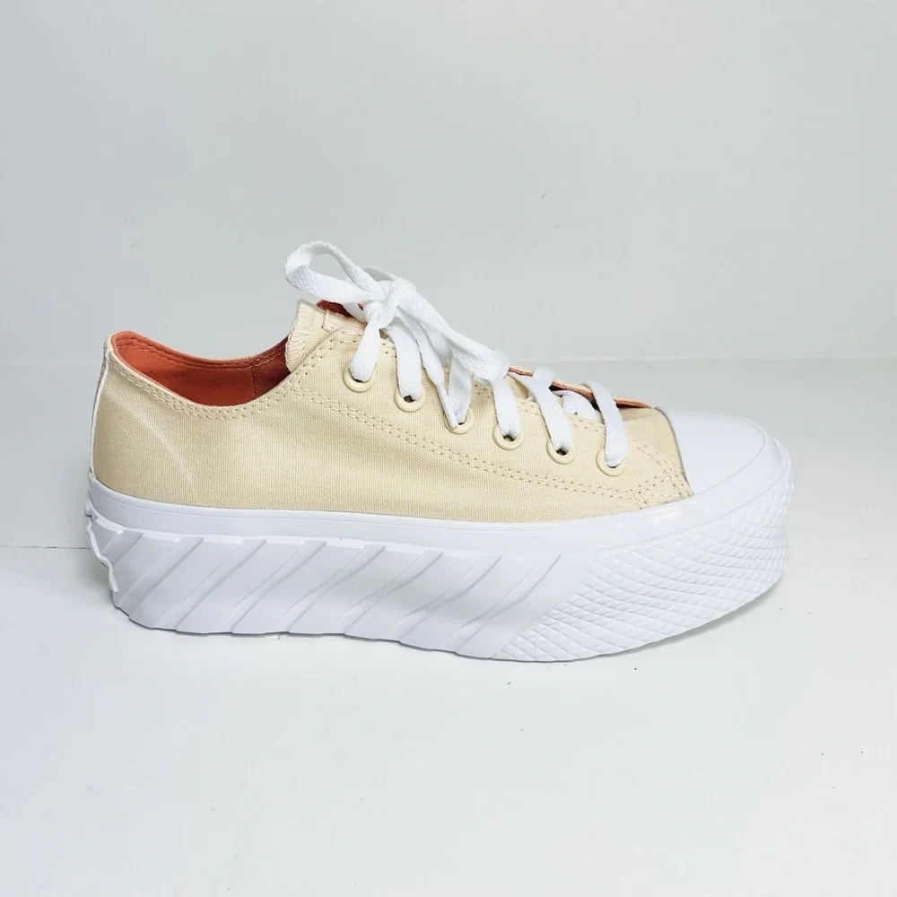 Converse Chuck Taylor All Star OX Lift 2X Platform Sneakers Light Twine Size 7.5 - Picture 3 of 8